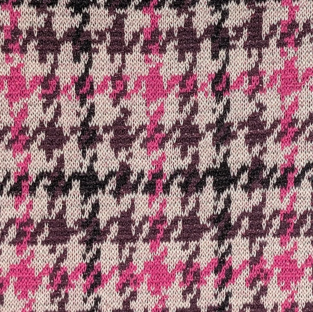 Ann Taylor Pink Burgundy Houndstooth Sweater S - Picture 3 of 4